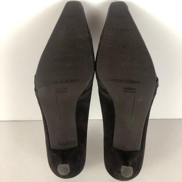 *SOLD* Stuart Weitzman Brown Suede Leather Heels Sz 10 - Picture 7 of 9